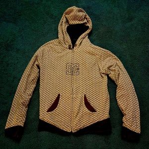 D.C. Zip up Reversible fur lined hoodie large brown